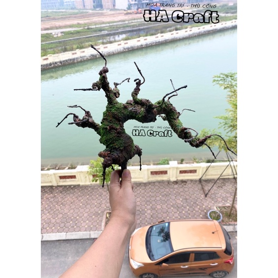 Gốc bonsai,thân cây giả Thác đổ, làm hoa mai đào đón Tết