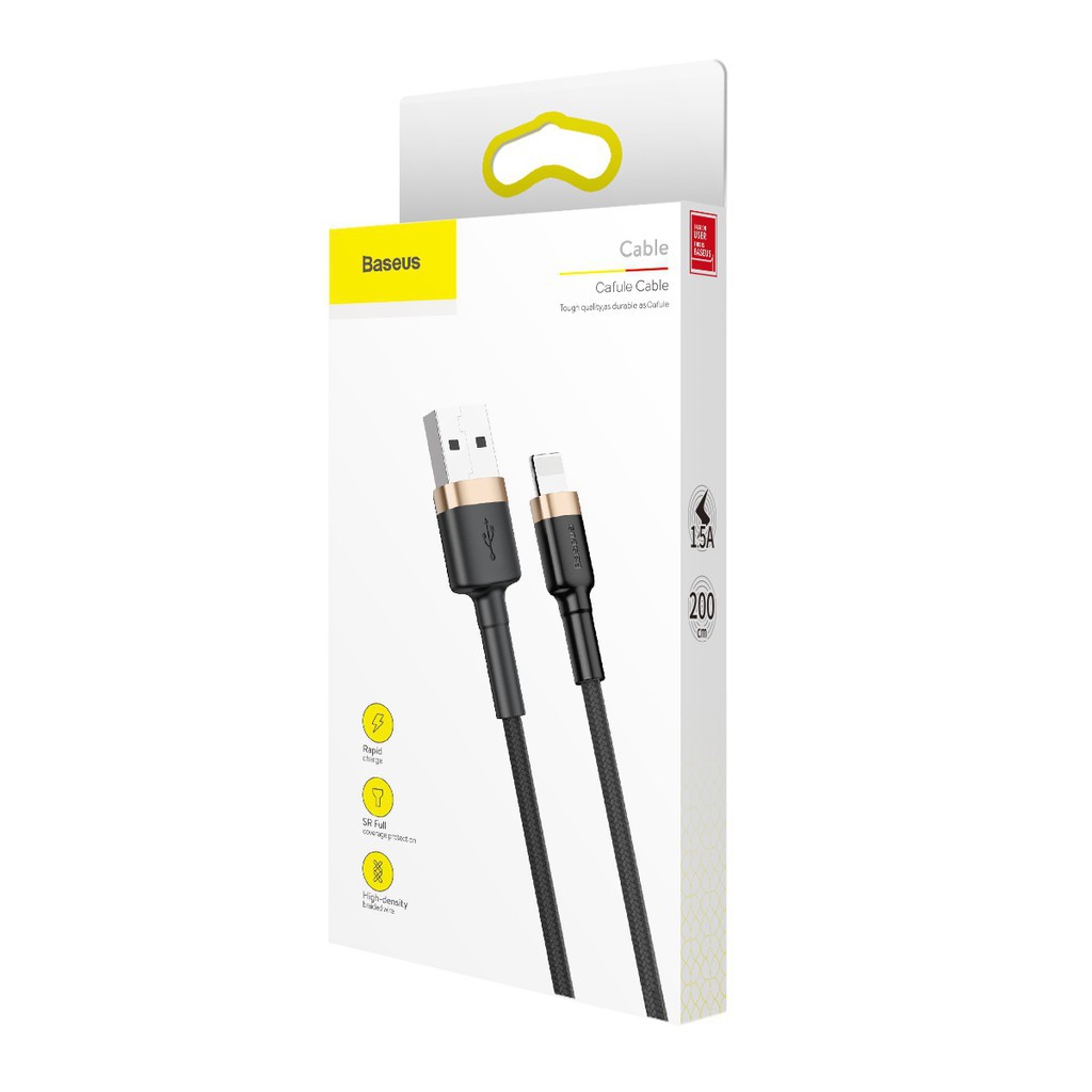 Cáp sạc nhanh và truyền dữ liệu Baseus Cafule Lightning sợi nylon siêu bền dài 1M/2M/3M cho iPhone/iPad