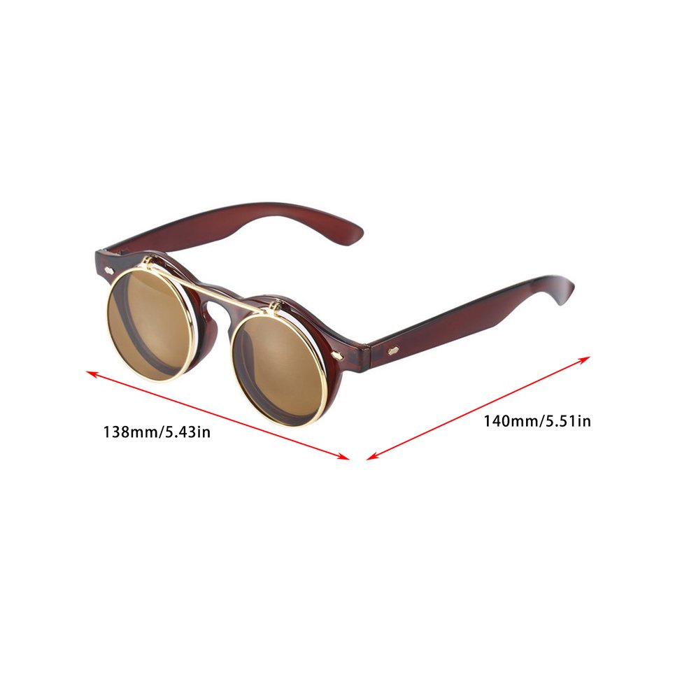 Classic Steampunk Goth Glasses Goggles Round Flip Up Sunglasses Round Eyeglass