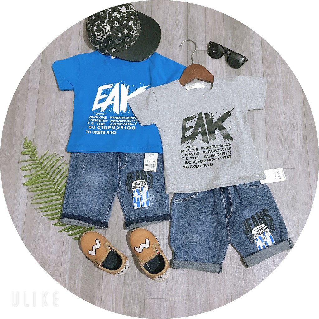 Áo phông cotton - quần sort jean bé trai