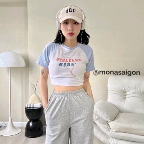 Áo croptop thun borip cao cấp tay ngắn phối màu cực đẹp