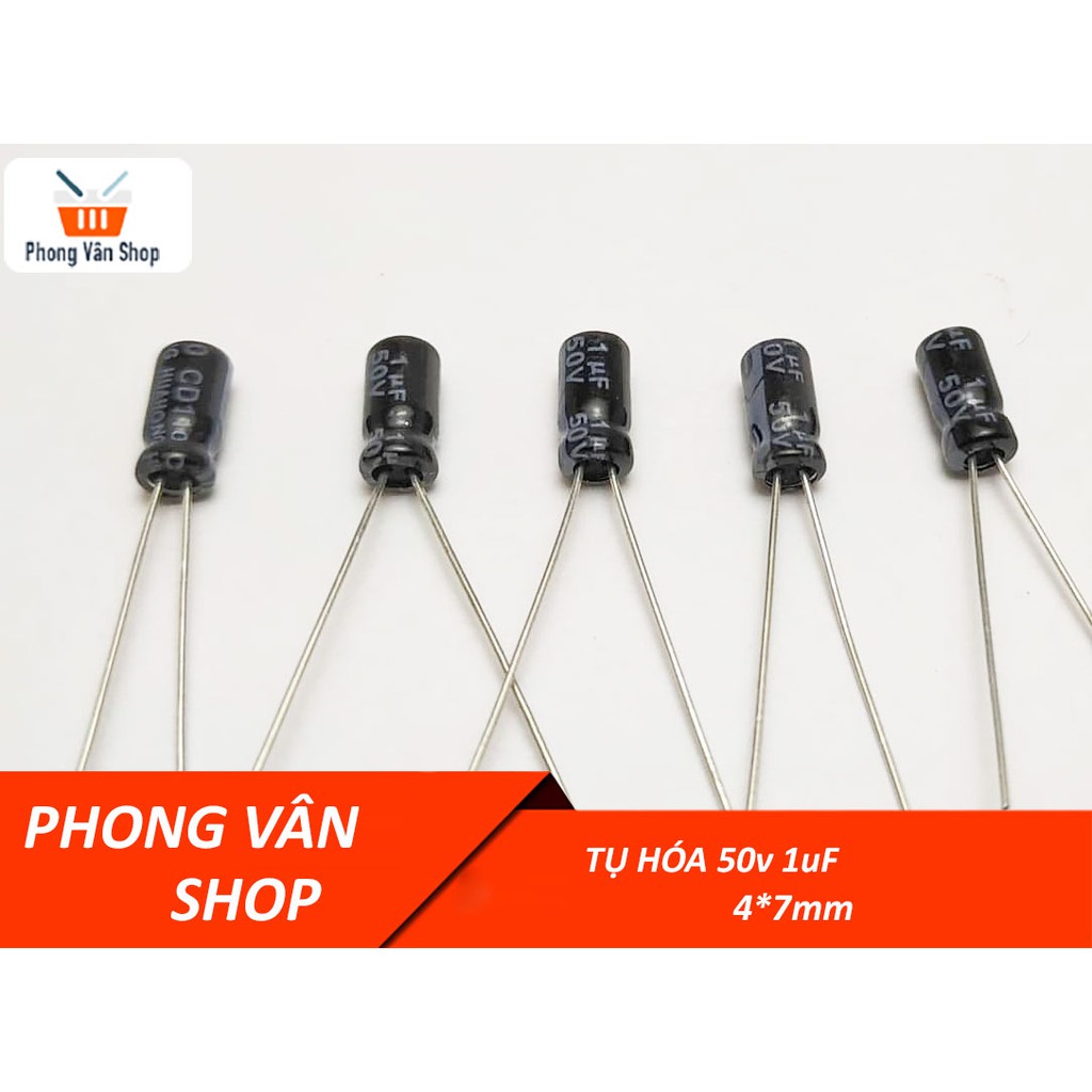 20 Tụ 50v 1uf - Tụ hóa 4x7mm