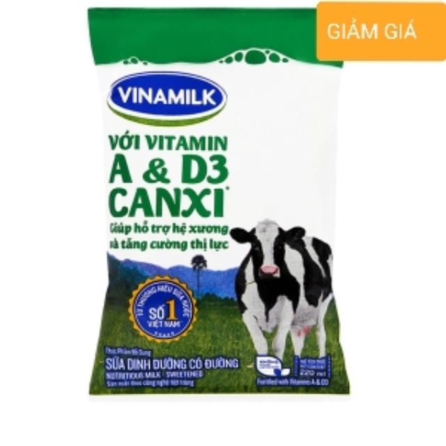 ( BÁN LẺ )Sữa dinh dưỡng có đường Vinamilk A&D3 bịch 220ml