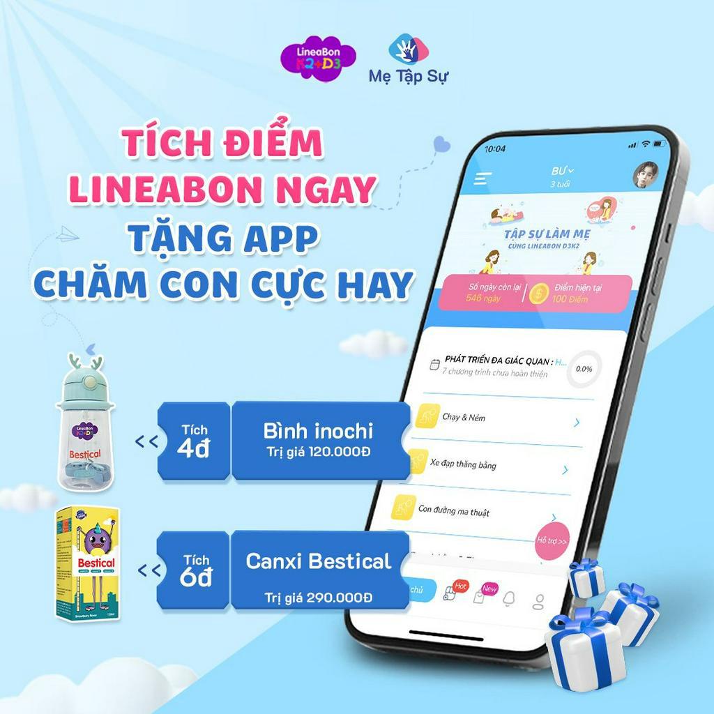 Vitamin K2+D3 mk7 LINEABON Hỗ trợ tăng chiều cao cho bé 10ml