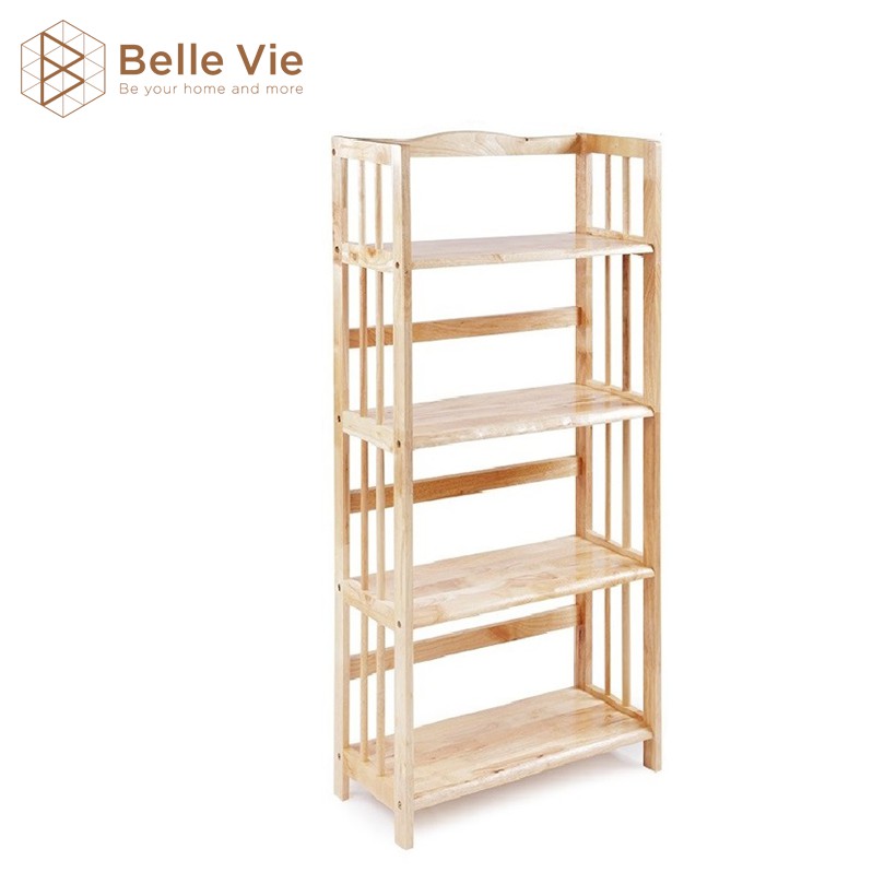 Kệ Sách 4 Tầng BelleVie Kệ Gỗ Decor Lắp Ráp Đơn Giản Tiện Dụng Bookshelf 4F Natural x 65Cm