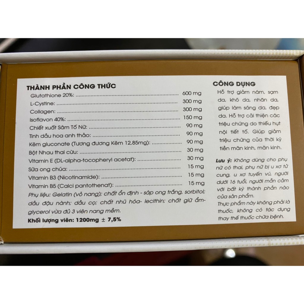 [Hiệu quả sau 1 tháng] Viên uống trắng da Glutathione (3 lọ) căng bóng da HT COLLAGEN | BigBuy360 - bigbuy360.vn