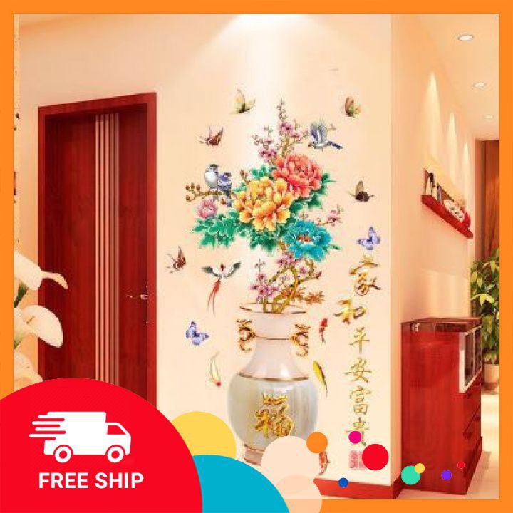Decal dán tường ⚡️𝗙𝗥𝗘𝗘𝗦𝗛𝗜𝗣⚡️ Tranh dán tường chim én- chất PVC Vinyl chống nước- giúp căn hộ sinh động hơn