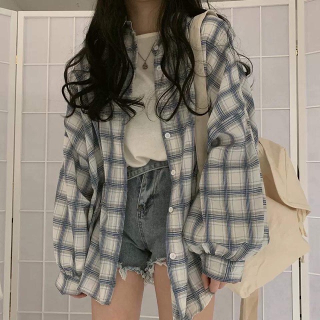 Áo sơ mi sọc caro oversize ulzzang Order