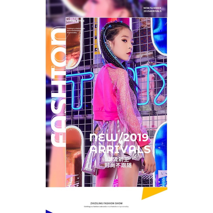 Bộ Trang Phục Biểu Diễn Nhảy Hip Hop Thời Trang Dành Cho Bé Gái 3.26