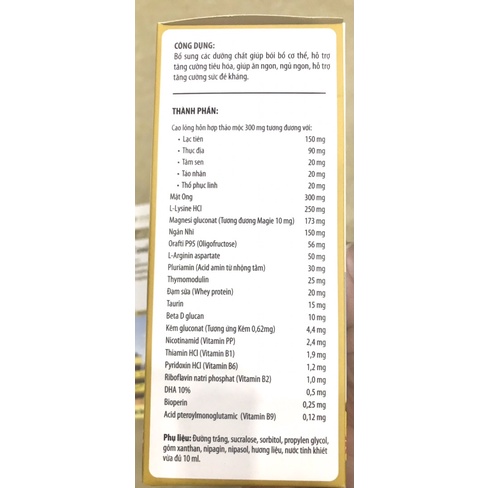 TONIKID GOLD HỖ TRỢ TĂNG CƯỜNG TIÊU HÓA , ĐỀ KHÁNG C 100Ml