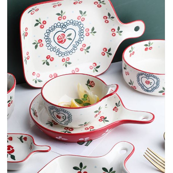[CÓ SẴN] Bát đĩa sứ họa tiết vẽ tay Cherry đỏ - Bộ sưu tập số 2 | BigBuy360 - bigbuy360.vn