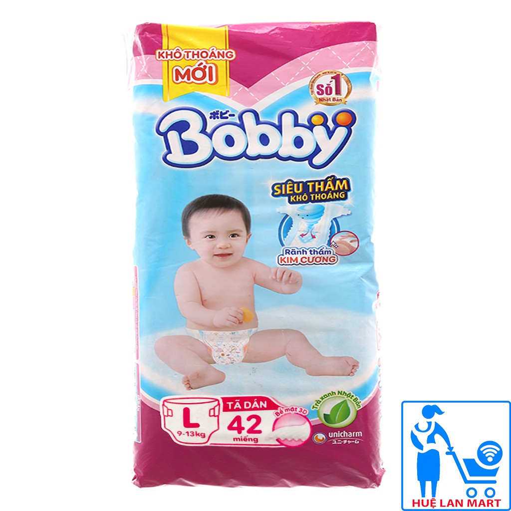 [CHÍNH HÃNG] Bỉm - Tã Dán Bobby Size L42 (Cho bé 9-13kg)