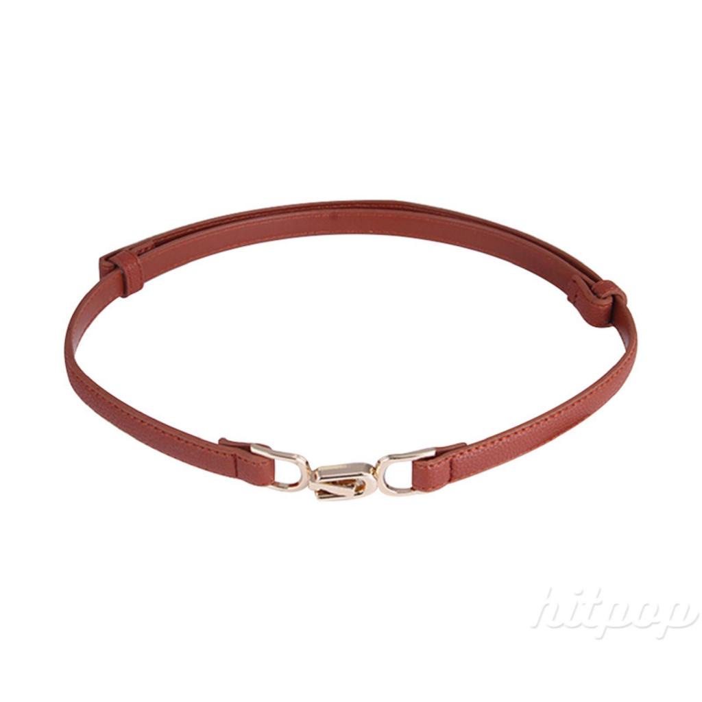 Thắt lưng da nhân tạo màu đen/cà phê/đen có khóa cài điều chỉnh được thời trang cho nữ