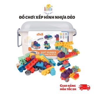 Đồ Chơi Xếp Hình Thông Minh Ahihi - Chất Liệu Nhựa Dẻo An Toàn - Miếng Ghép To - Có Hộp Đựng