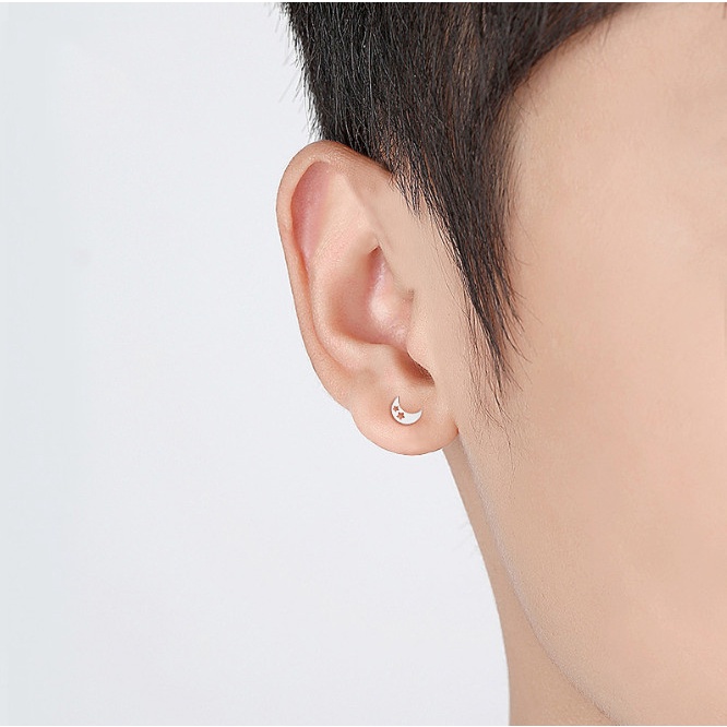 Bông Tai Nam Nữ Unisex Hình Mặt Trăng Titan Ko Han Rỉ TT 4022 - 1 Cặp