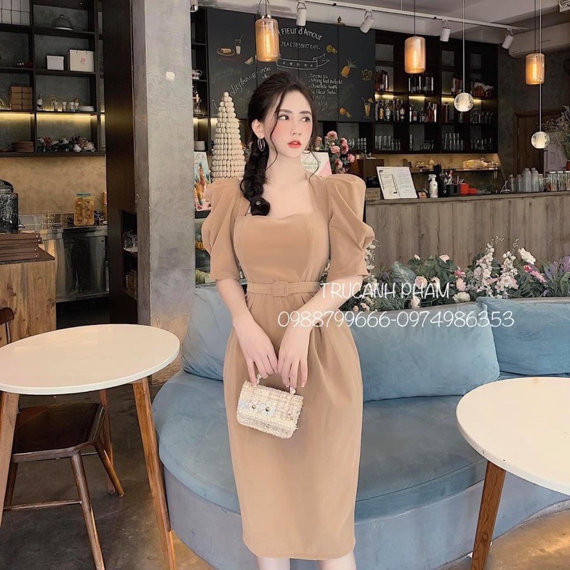 Váy body Nhung Kèm Đai