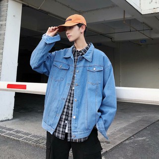[Tiền Nào Của Đấy]Áo Khoác Bò Nam,Nữ Màu Xanh Cho Học Sinh Vải Không Phai Màu Phong Cách Hàn Quốc Hot Trend 2020