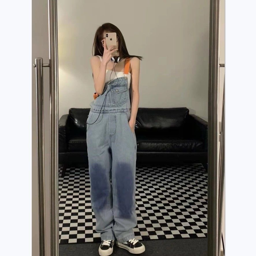 Yếm quần dài ống suông rộng chất jeans siêu ngầu - ẢNH THẬT Ở CUỐI