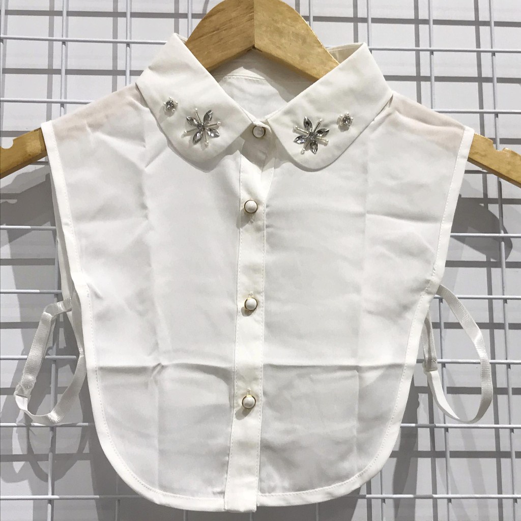 Cổ áo rời đính đá vải voan - Mã CD14  Lemon