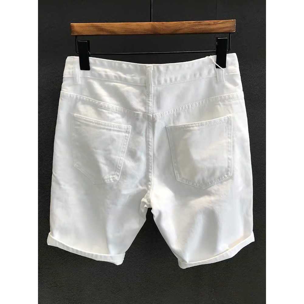 Quần Short Jeans Nam Cao Cấp Chuẩn Shop Rách Trắng Đen