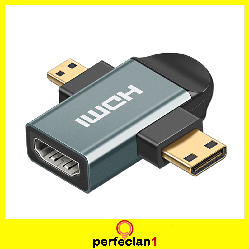 [PERFECLAN1]3in 1 HDMI Female to Mini HDMI Male + Micro HDMI Male Adapter