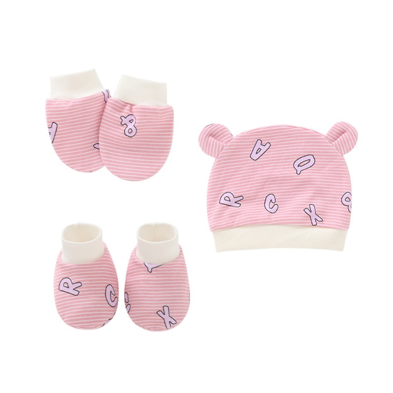 Set Phụ Kiện Gồm Găng Tay + Mũ + Vớ + Đôi Găng Tay Chống Trầy Xước Bằng Cotton Cho Bé Sơ Sinh