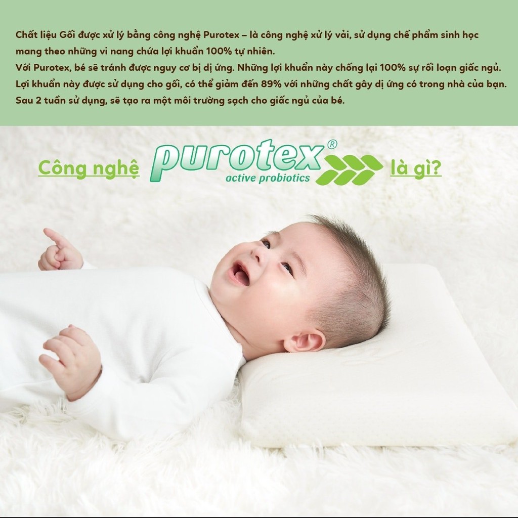 GỐi sơ sinh LULLABY memory foam ( cao su non ) chống bẹp đầu [ TẶNG 1 VỎ GỐI ]