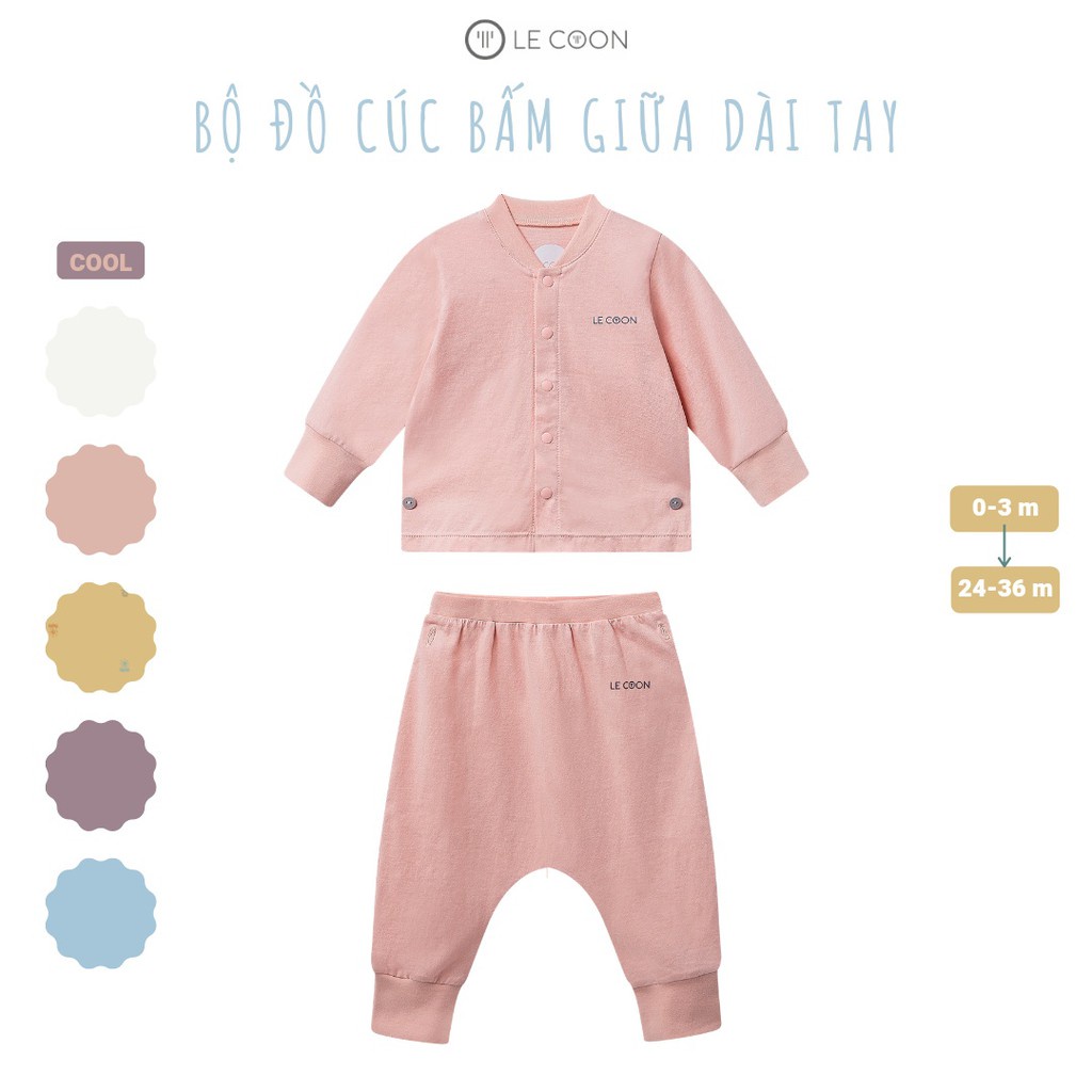 LE COON - Bộ quần áo Le coon cúc bấm giữa dài tay cho bé sơ sinh đến 3 tuổi chất liệu 100% cotton mỏng LC0658
