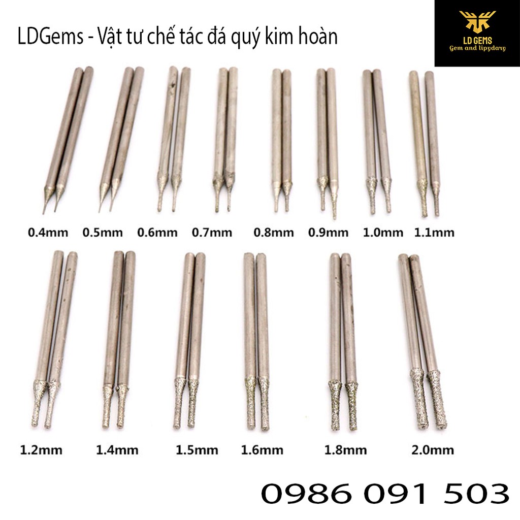 Mũi mài kim cương (MÃ A) Cốt 2.35mm  chuyên dụng mài, chạm, khắc tượng ngọc, đá quý, đá thô, đá cảnh