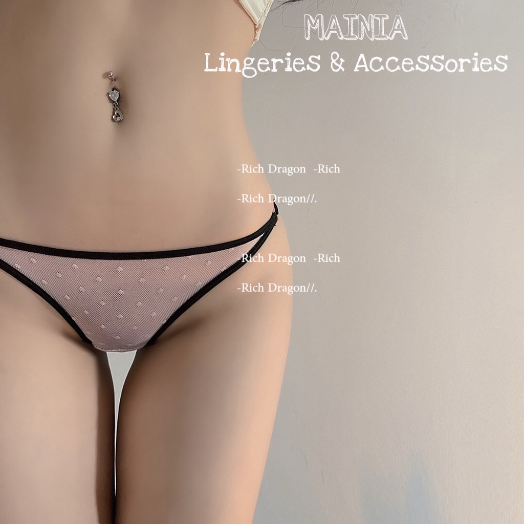 Quần Lót Ren Nữ Chấm Bi Khoen Tim Hai Bên Hông Phối Viền Màu Chíp Ren Xinh Xắn Dễ Thương Mainia Shop