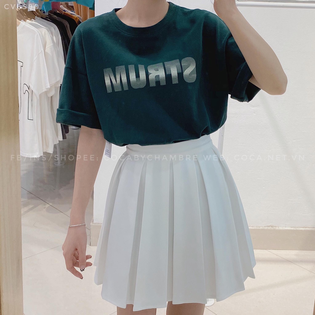[P0225] Áo thun cotton mặt lông dày in chữ STRUM nhòe form rộng (Có sẵn/ảnh thật)