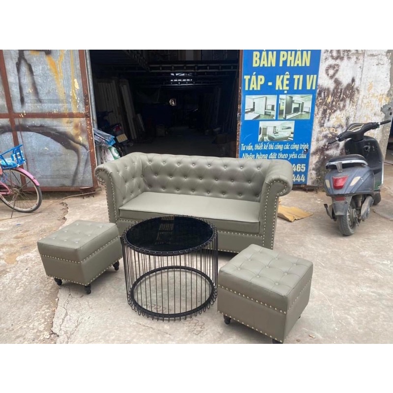 Ghế sofa tân cổ điển - cao cấp nỉ da tùy chọn