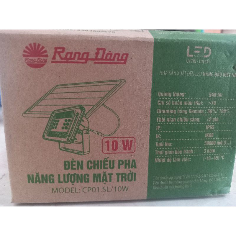 [Chính Hãng]  Đèn pha Rạng Đông 10w Năng Lượng Mặt Trời..