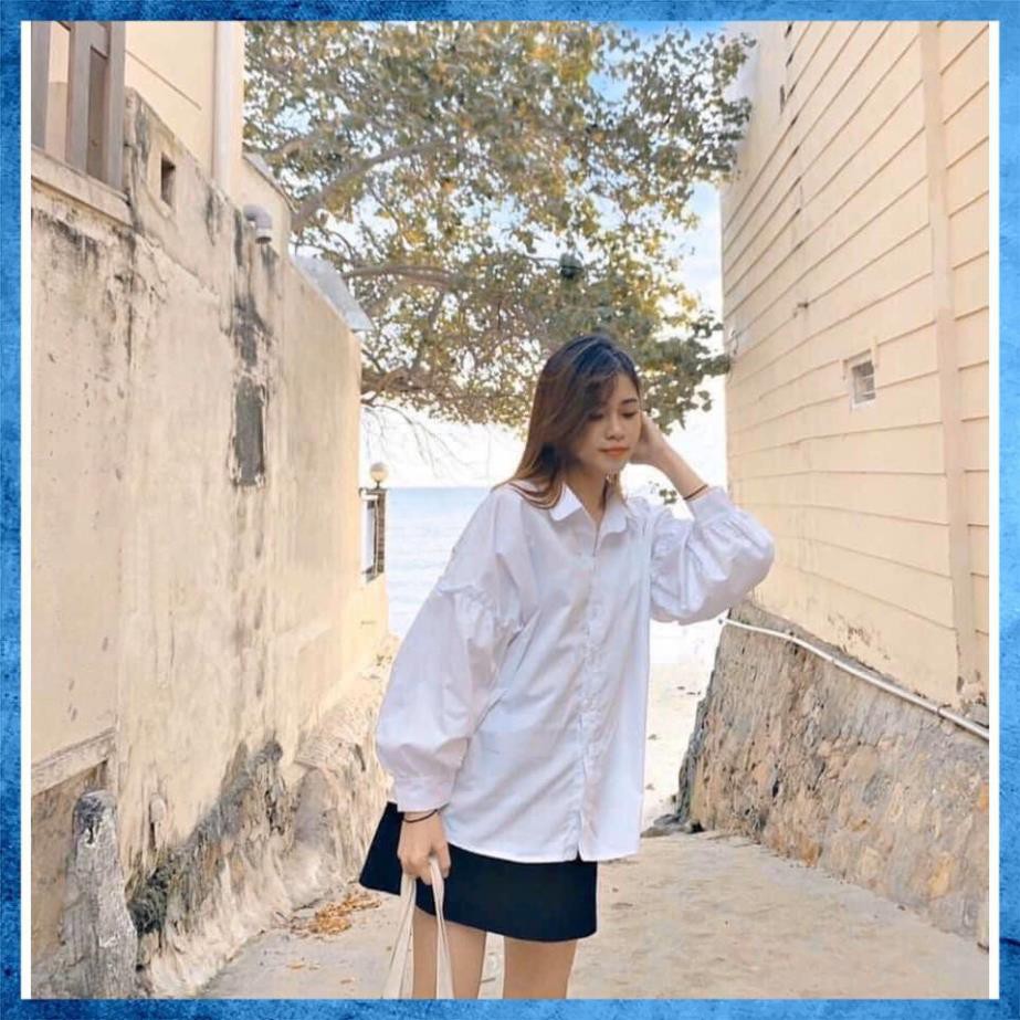 [Freeship] [Siêu Xinh] Áo Sơ Mi Trắng Nữ Dài Tay Forrm Rộng Phối Tay Bèo Chất Thô Lụa Mềm Giá Rẻ | BigBuy360 - bigbuy360.vn