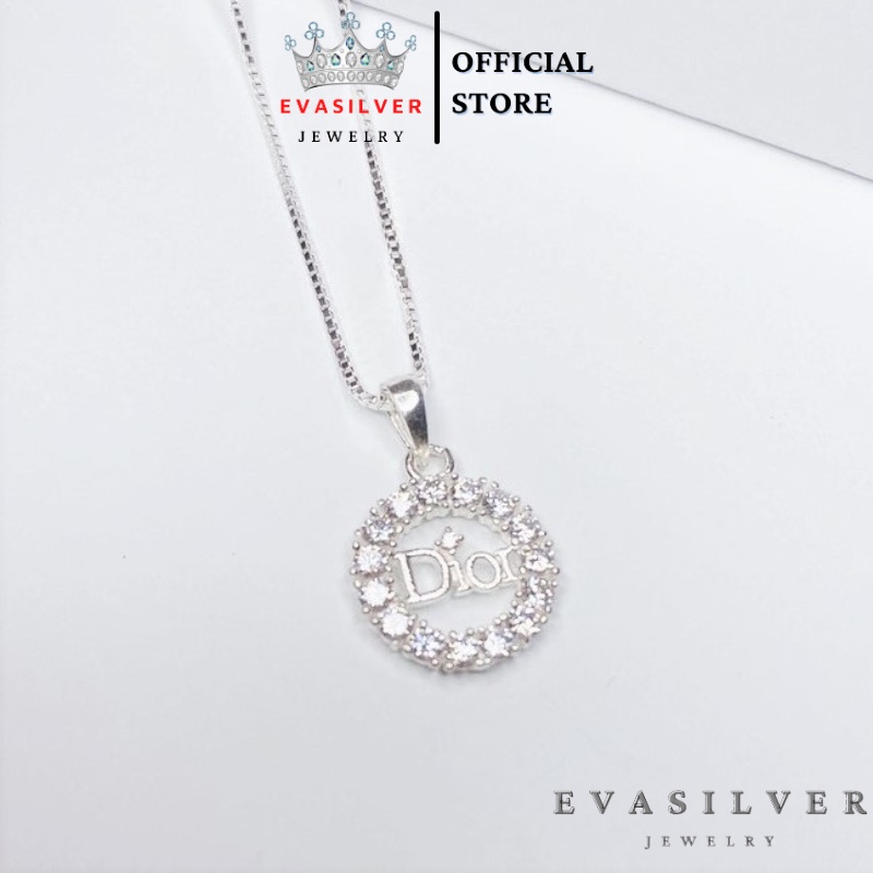 Dây chuyền bạc nữ mặt hình tròn gắn đá thời trang, chất liệu bạc S925 sáng bóng