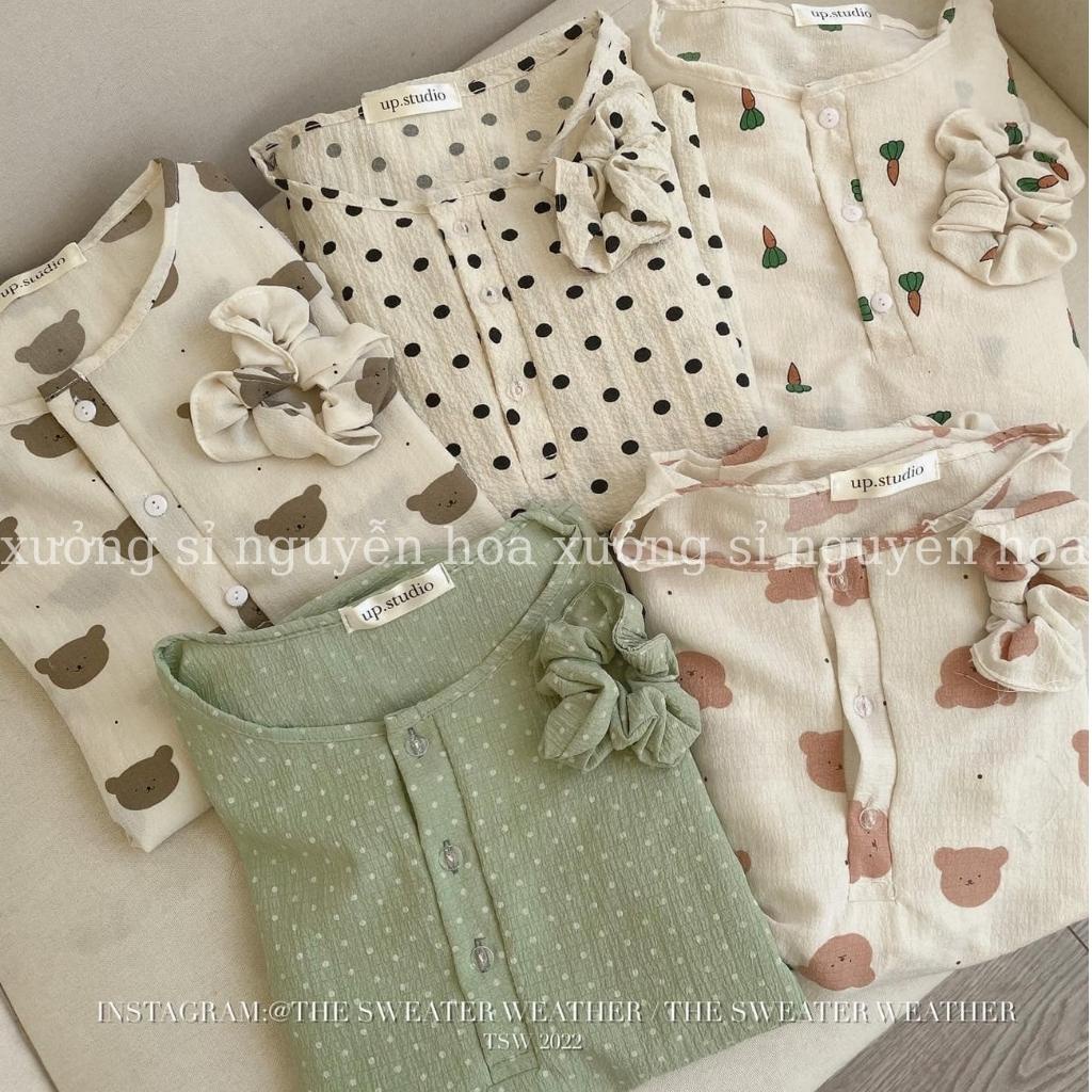 set bộ đũi xốp ngắn tay mặc nhà in hình dễ thương áo form rộng kèm quần đùi Xưởng Sỉ Nguyễn Hoa