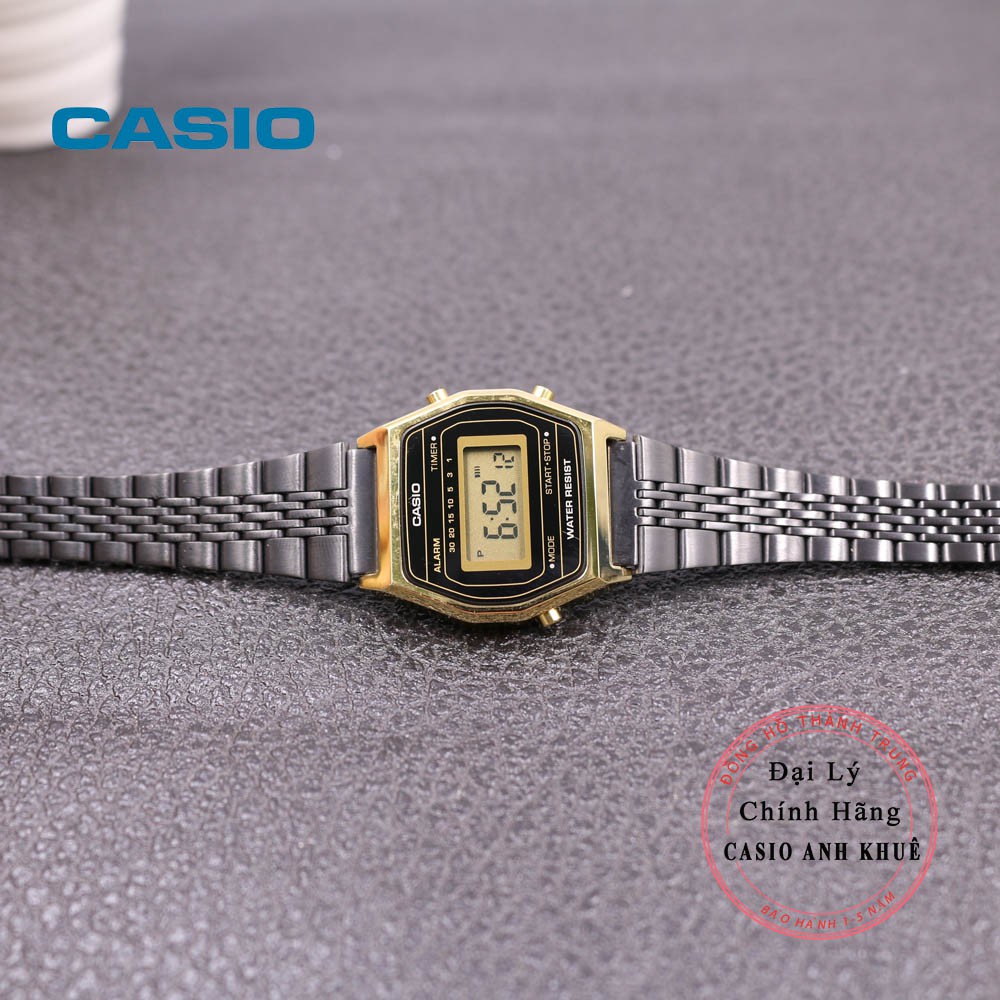 Đồng hồ điện tử nữ Casio LA690WGB-1DF dây kim loại