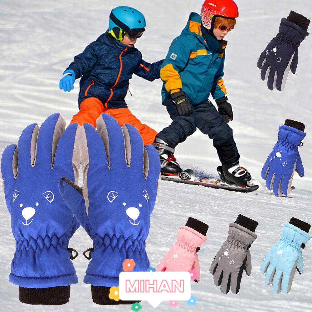 Găng Tay Trượt Tuyết Dày Dặn Ấm Áp Chống Thấm Nước In Họa Tiết Hoạt Hình Dễ Thương Cho Bé 2-6