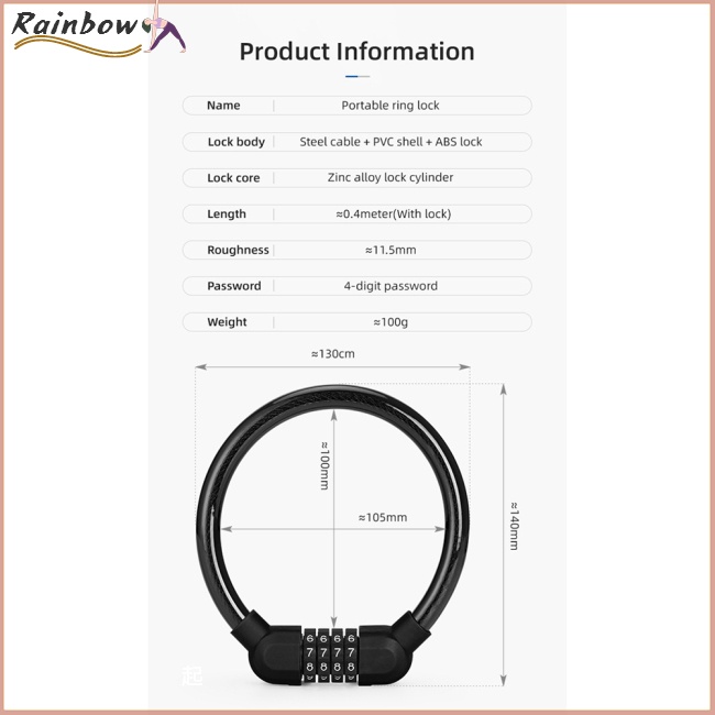 Ổ Khóa Bốn Số Thông Minh Chống Trộm Hình Oval Nhỏ Gọn Dành Cho Xe Đạp