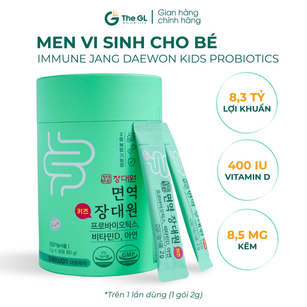 Men vi sinh cho bé Immune Jang Daewon Kids Probiotics Hàn Quốc, Hỗ trợ trẻ bị táo bón, rối loạn tiêu hóa - Hộp 30 gói