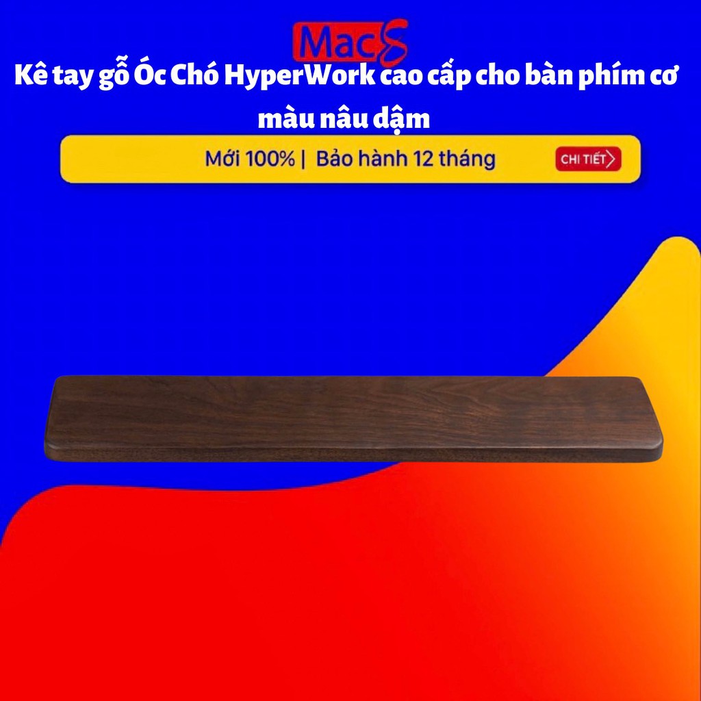 Kê tay gỗ Óc Chó HyperWork cao cấp cho bàn phím cơ phối Nâu Đậm