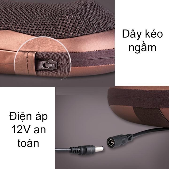 Gối Massage Hồng Ngoại 8 Bi - gối massage cổ vai gáy- bảo Hành 1 Đổi 1 Trong 7 Ngày