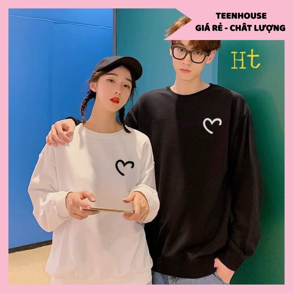 Áo Sweater phản quang nỉ Unisex form rộng dài tay trái tim hở HT12cặp đôi nam nữ Oversize phong cách Hàn Quốc trend đẹp
