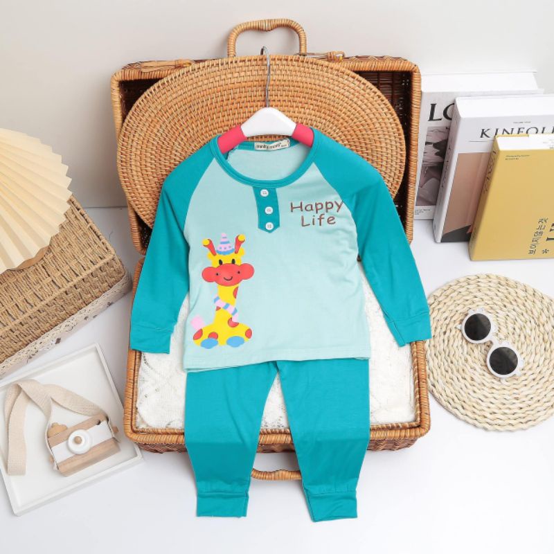 Quần áo trẻ em bộ dài tay cotton lạnh mikymom hình thú cho bé