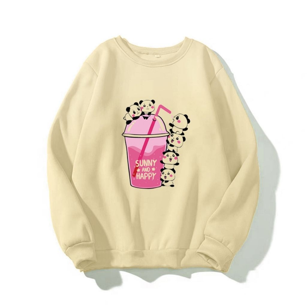 [ FREE_SHIP ] ÁO SWEATER NỈ UNISEX IN GẤU TRÚC UỐNG NƯỚC ÁO FORM NAM VÀ NỮ NHIỀU MÀU