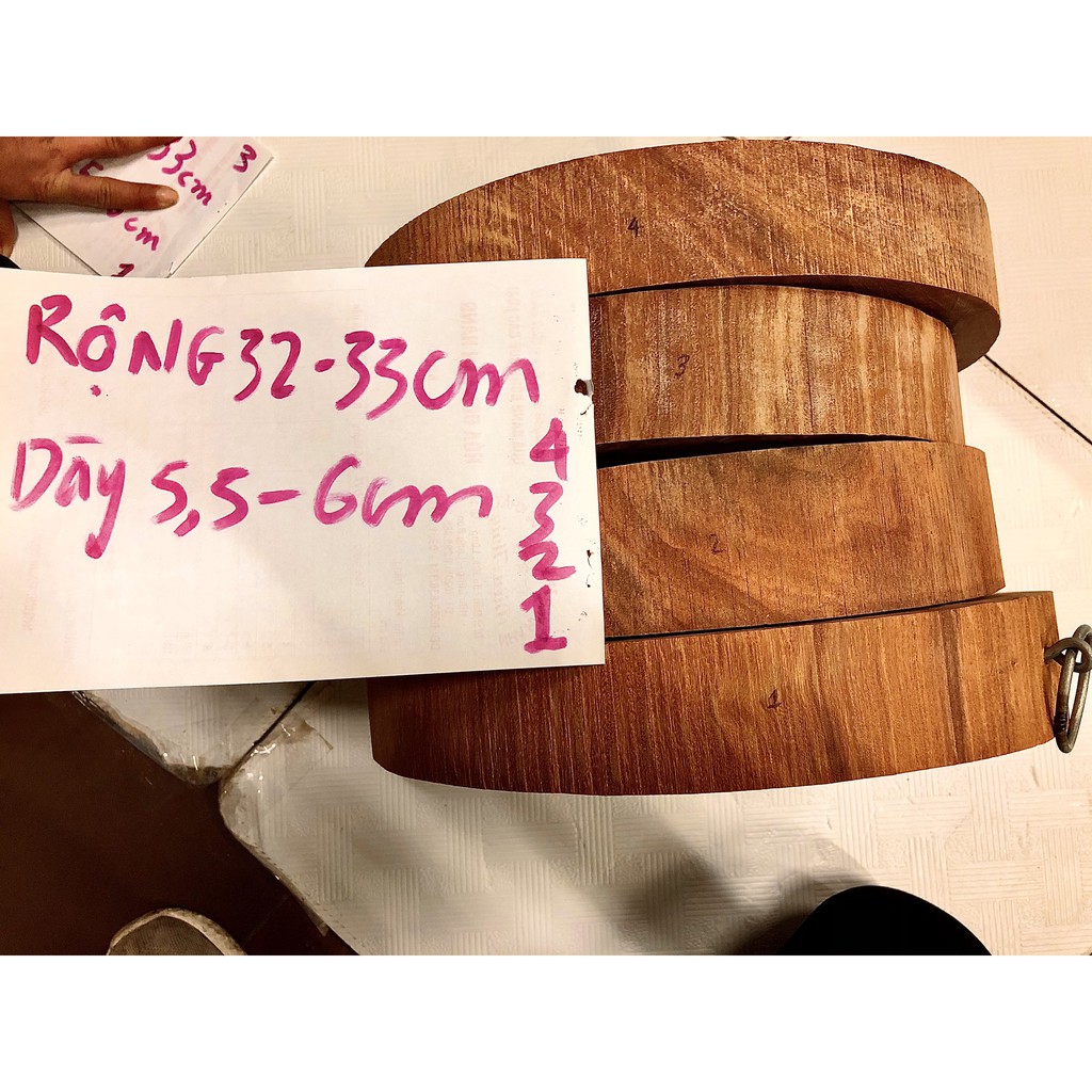 Thớt Gỗ Nghiến Dày 6.5cm - Nghiến Đẹp Đông Bắc D33cm