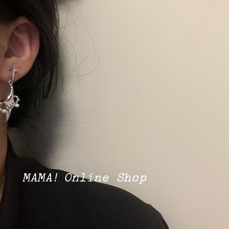 Niche Bông Tai Ngôi Sao Và awn Khảm Đá Ngọc Trai Phong Cách Chính Hãng