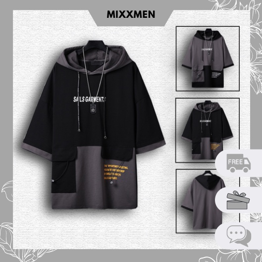 Áo Hoodie Thun Cotton Nam Nữ Unisex Có Mũ Tay Lỡ In Chữ SAILS GARMENTS mixx_men TOP NAM 1000204V1