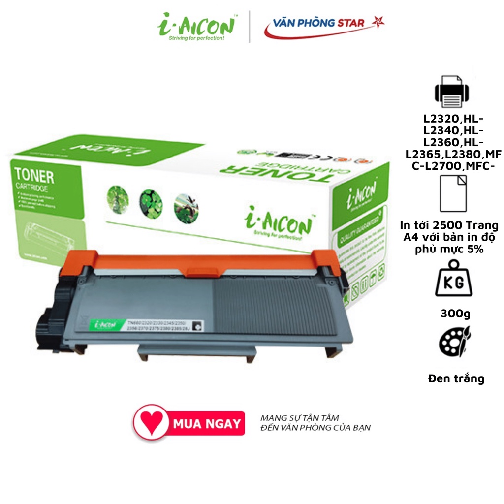 Hộp mực in TN660 CHÍNH HÃNG I-AICON dùng cho máy brother: DCP-L2500/L2520/L2540/L2560.CAM KẾT BẢO HÀNH 1 ĐỔI 1