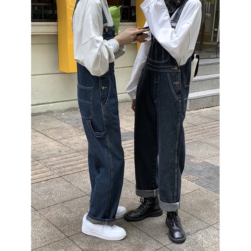 Quần yếm jeans denim ống suông ulzzang Hàn Quốc [Yannie] | BigBuy360 - bigbuy360.vn